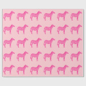 Zebras - Fuchsien und hellrosa Geschenkpapier (Flach)