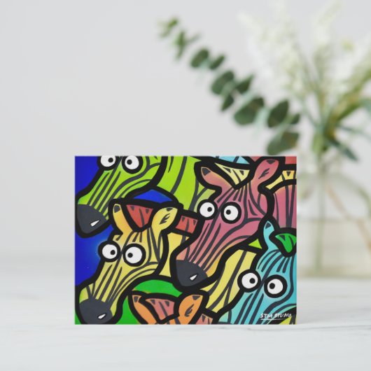 ZEBRAS GRAFFITI Postkarte (Stehend Vorderseite)