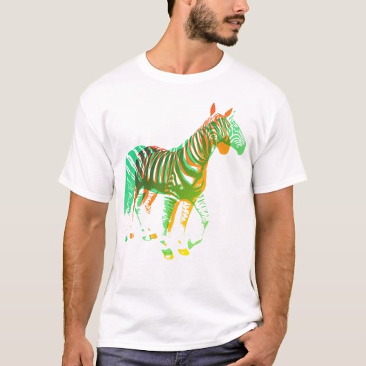 Zebras - Grün u. Orange T-Shirt (Vorderseite)