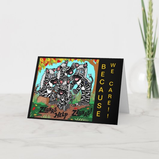 ZEBRAS-HILFSZEBRAS WEIL WIR SORGFALT-KARTE KARTE (Vorderseite)