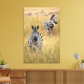 Zebras im großen Gras Leinwanddruck (Insitu (Wohnzimmer))
