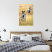 Zebras im großen Gras Leinwanddruck (Insitu (Schlafzimmer))