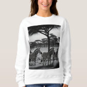 Zebras in Africa Oil Paint, Ladys Sweatshirt (Vorderseite)