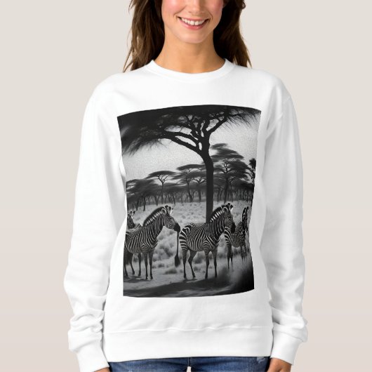 Zebras in Africa Oil Paint, Ladys Sweatshirt (Vorderseite)