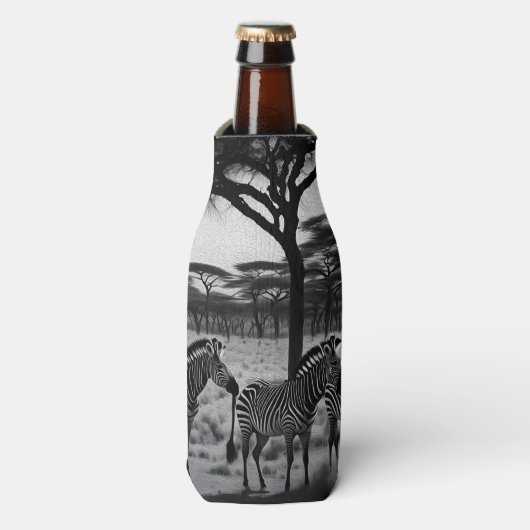Zebras in Afrika Ölfarbe, Flasche Cooler Flaschenkühler (Flaschenvorderseite)