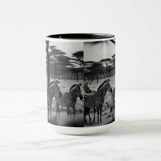 Zebras in Afrika Ölfarbe, Tasse des Kaffees (Zentrum)