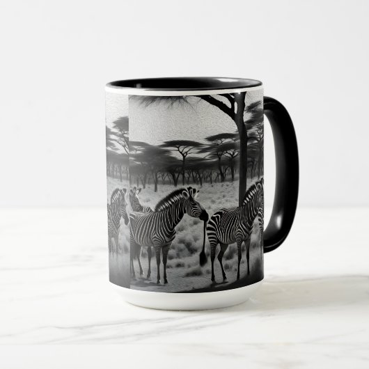 Zebras in Afrika Ölfarbe, Tasse des Kaffees (VorderseiteRechts)