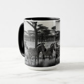 Zebras in Afrika Ölfarbe, Tasse des Kaffees (Vorderseite Links)