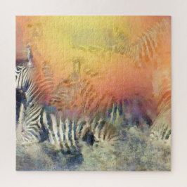 Zebras laufen Pastellfarben zeitgenössischer Tierk Puzzle