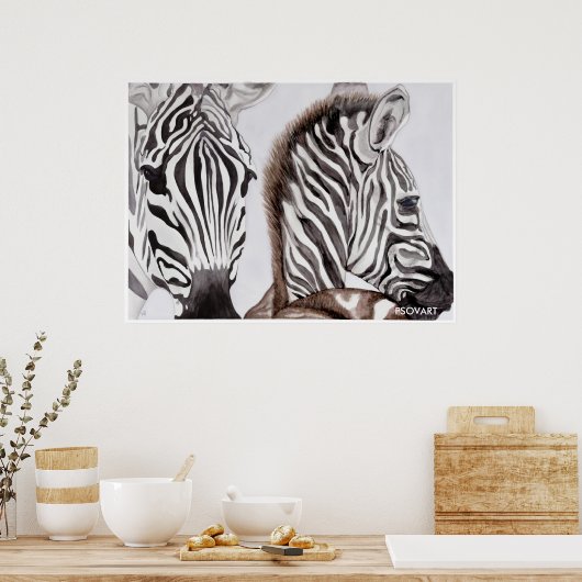 Zebras Mutter und Kind Poster (Küche)