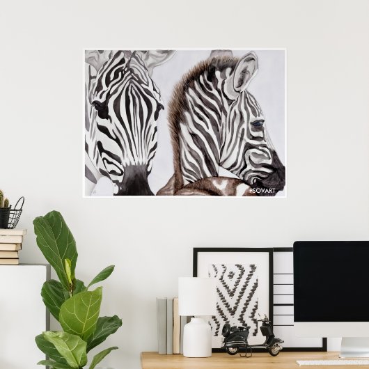 Zebras Mutter und Kind Poster (Heimbüro)