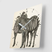 Zebras Quadratische Wanduhr (Winkel)