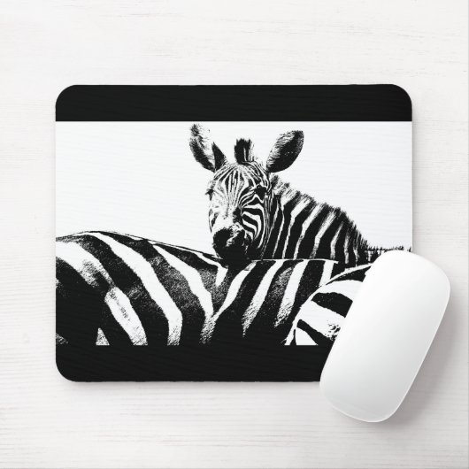 Zebras Schwarz-Weiß-Pop Kunstvorlage individuell Mousepad (Mit Mouse)