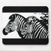 Zebras Tiere Schwarz-weißer Pop Art Trendy Templat Mousepad (Vorne)