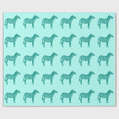 Zebras - Türkis und Aqua Geschenkpapier (Flach)