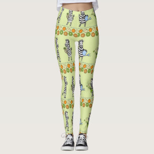 Zebras und Früchte Nahtloses Muster Leggings