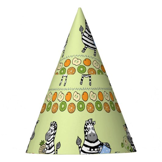 Zebras und Früchte Nahtloses Muster Partyhütchen (Vorderseite)