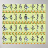 Zebras und Früchte Nahtloses Muster Poster (Vorne)