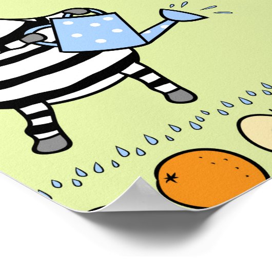 Zebras und Früchte Nahtloses Muster Poster (Ecke)