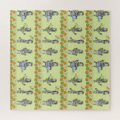 Zebras und Früchte Nahtloses Muster Puzzle (Horizontal)