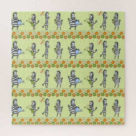Zebras und Früchte Nahtloses Muster Puzzle (Vertikal)