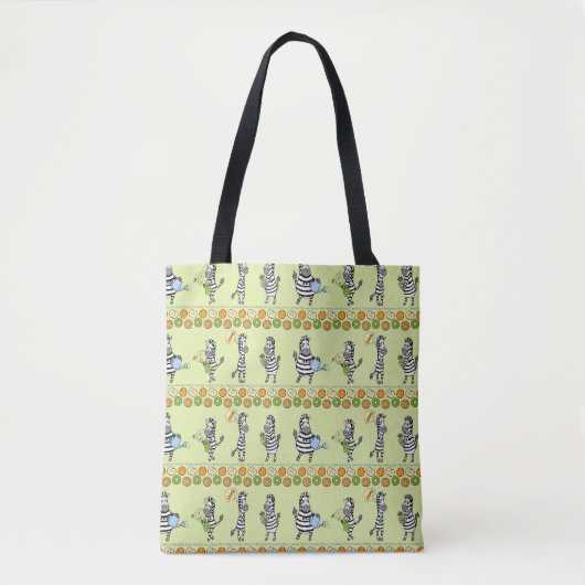 Zebras und Früchte Nahtloses Muster Tasche (Vorderseite)