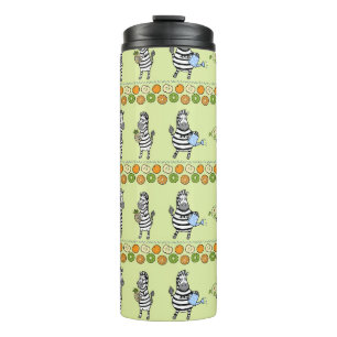 Zebras und Früchte Nahtloses Muster Thermosbecher