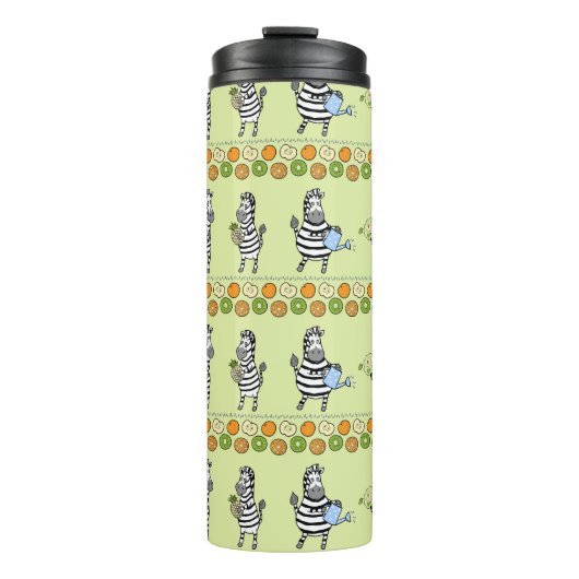 Zebras und Früchte Nahtloses Muster Thermosbecher (Vorderseite)