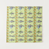 Zebras und Früchte Nahtloses Muster Wandteppich (Vorderseite (Horizontal))