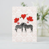 Zebras und Herz auf rosa Damast (Stehend Vorderseite)