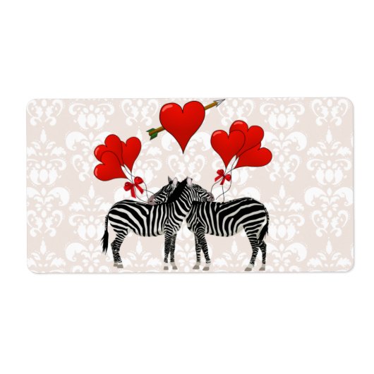 Zebras und Herz auf rosa Damast (Vorne)