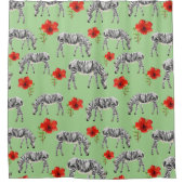 Zebras unter den Blume der Hibisken Duschvorhang (Vorderseite)