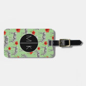 Zebras unter den Blume der Hibisken| Monogramm Gepäckanhänger (Vorderseite horizontal)
