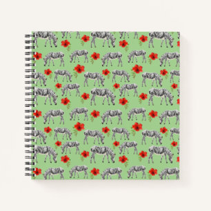 Zebras unter Hibiskus-Blume Notizblock