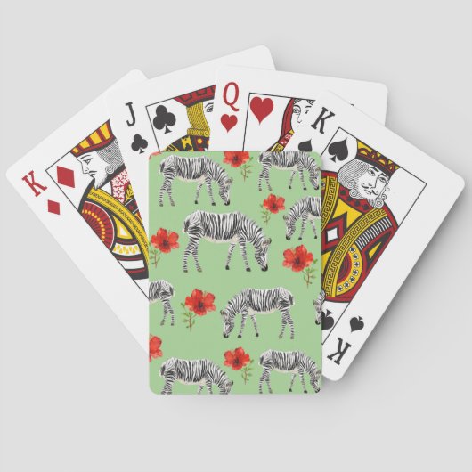 Zebras unter Hibiskus-Blume Spielkarten (Rückseite)