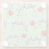 Zebras unter Hibiskus-Blumen Glasuntersetzer (Rückseite)