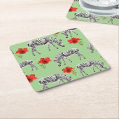 Zebras unter Hibiskus-Blumen Rechteckiger Pappuntersetzer (angewinkelt)