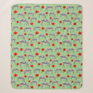 Zebras unter Hibiskus-Blumen Sherpadecke