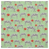 Zebras unter Hibiskus-Blumen Stoff (Muster)