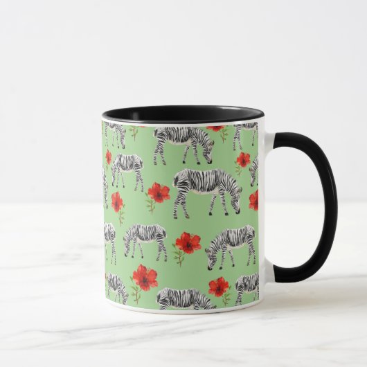 Zebras unter Hibiskus-Blumen Tasse (Rechts)
