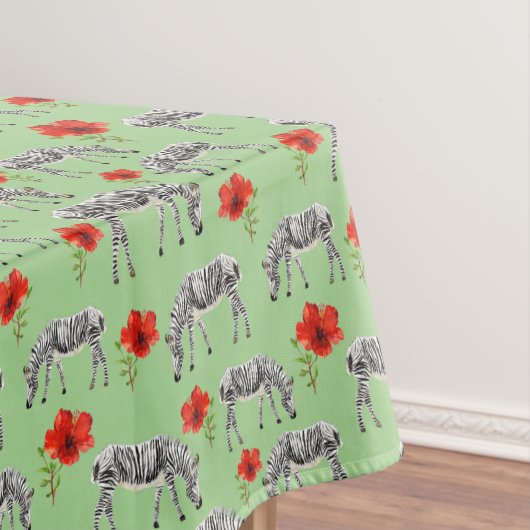 Zebras unter Hibiskus-Blumen Tischdecke (Beispiel)
