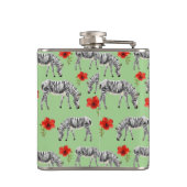 Zebras unter Monogramm der Hibiskus-Blumen-| Flachmann (Rückseite)