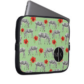 Zebras unter Monogramm der Hibiskus-Blumen-| Laptopschutzhülle (Vorne Rechts)