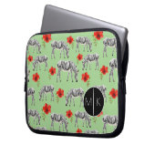 Zebras unter Monogramm der Hibiskus-Blumen-| Laptopschutzhülle (Vorderseite Links)