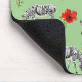 Zebras unter Monogramm der Hibiskus-Blumen-| Mousepad (Ecke)