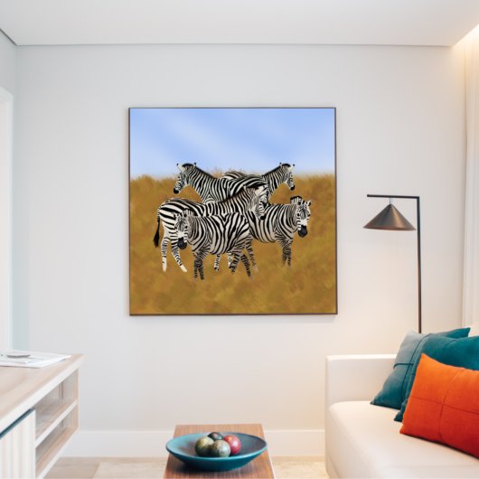 Zebras Weiden in der Natur | Sunny Serengeti Leinwanddruck