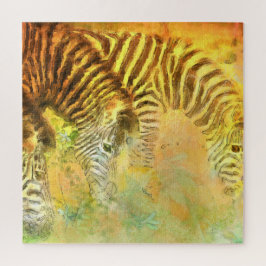 Zebras Weiden Pastellfarben zeitgenössische Tierku Puzzle