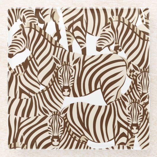 Zebras, wilde Savanne, nahtlose Muster Glasuntersetzer (Vorderseite)