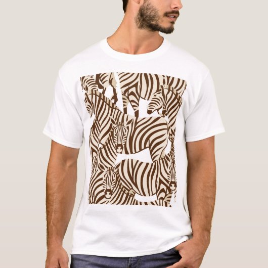 Zebras, wilde Savanne, nahtlose Muster T-Shirt (Vorderseite)