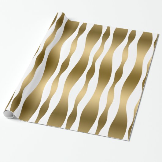 Zebrastreifen aus Gold und Weiß Geschenkpapier (Ungerollt)